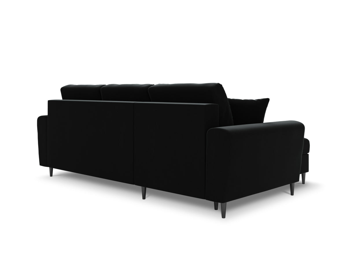 Kyoto Ecksofa mit Schlaffunktion und Stauraumbox 4 Sitzer 145cm in Black-Riviera präsentiert im Onlineshop von KAQTU Design AG. Bettsofa rechts ist von Cosmopolitan Design