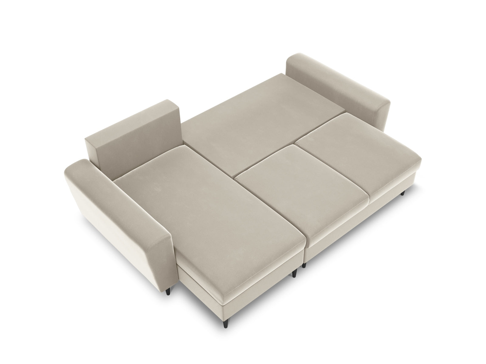 Modernes Kyoto Ecksofa in sanftem Beige, 4-Sitzer mit cleverer Schlaffunktion und Stauraum, ideal für gemütliche Wohnräume.