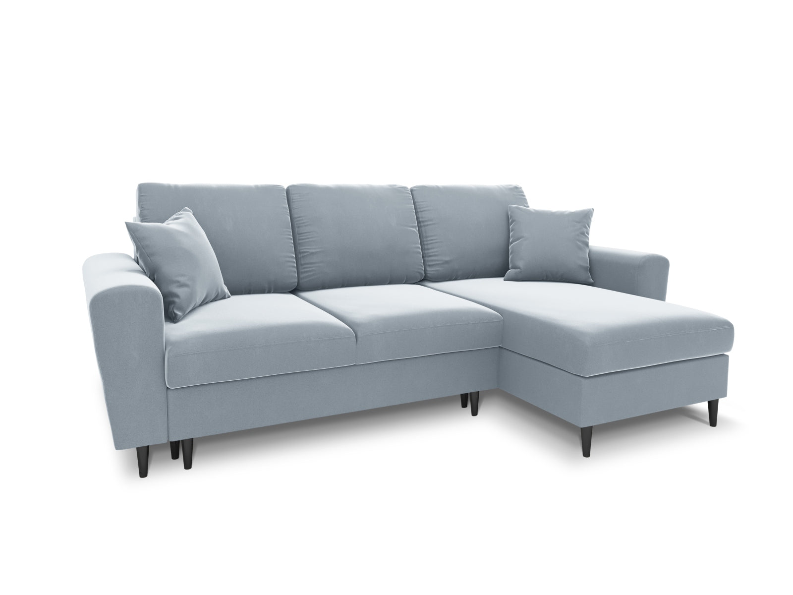 Elegantes Kyoto Ecksofa in zartem Hellblau, 4-Sitzer mit cleverer Schlaffunktion und Stauraum, ideal für gemütliche Stunden.