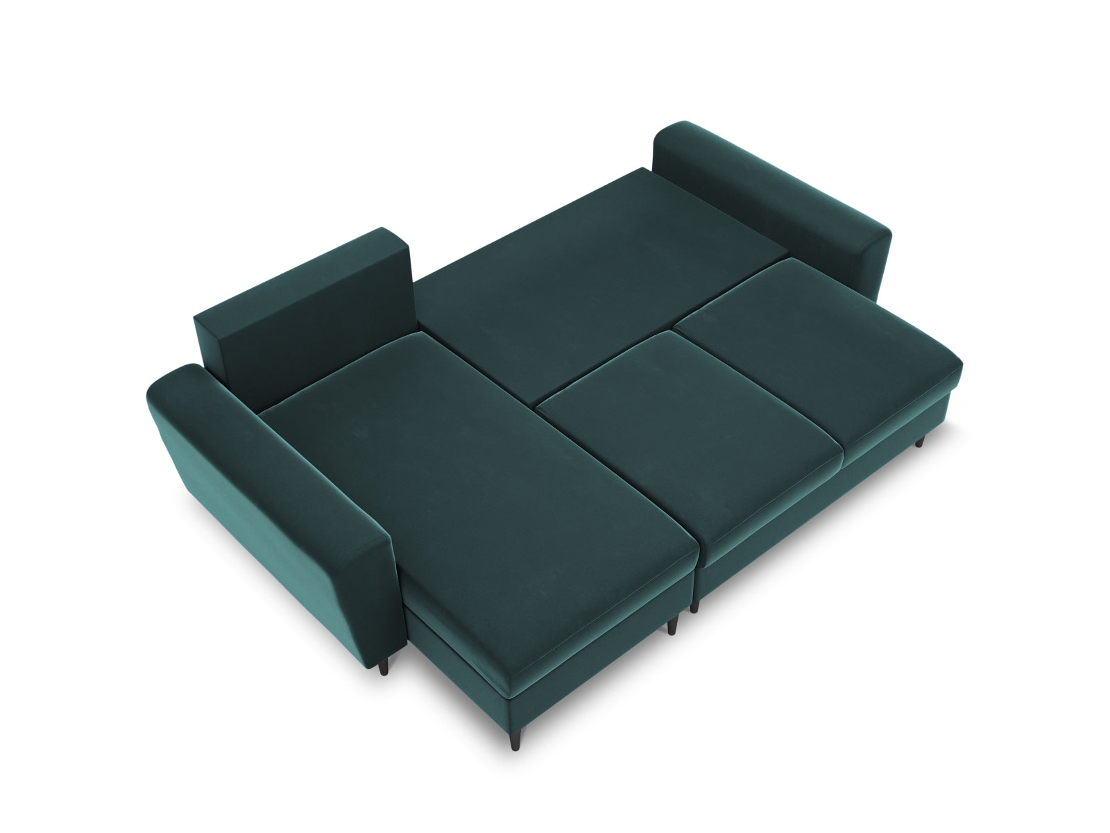 Elegantes Kyoto Ecksofa in Petrol-Riviera, 4-Sitzer mit praktischer Schlaffunktion und Stauraum, perfekt für stilvolle Wohnzimmer.