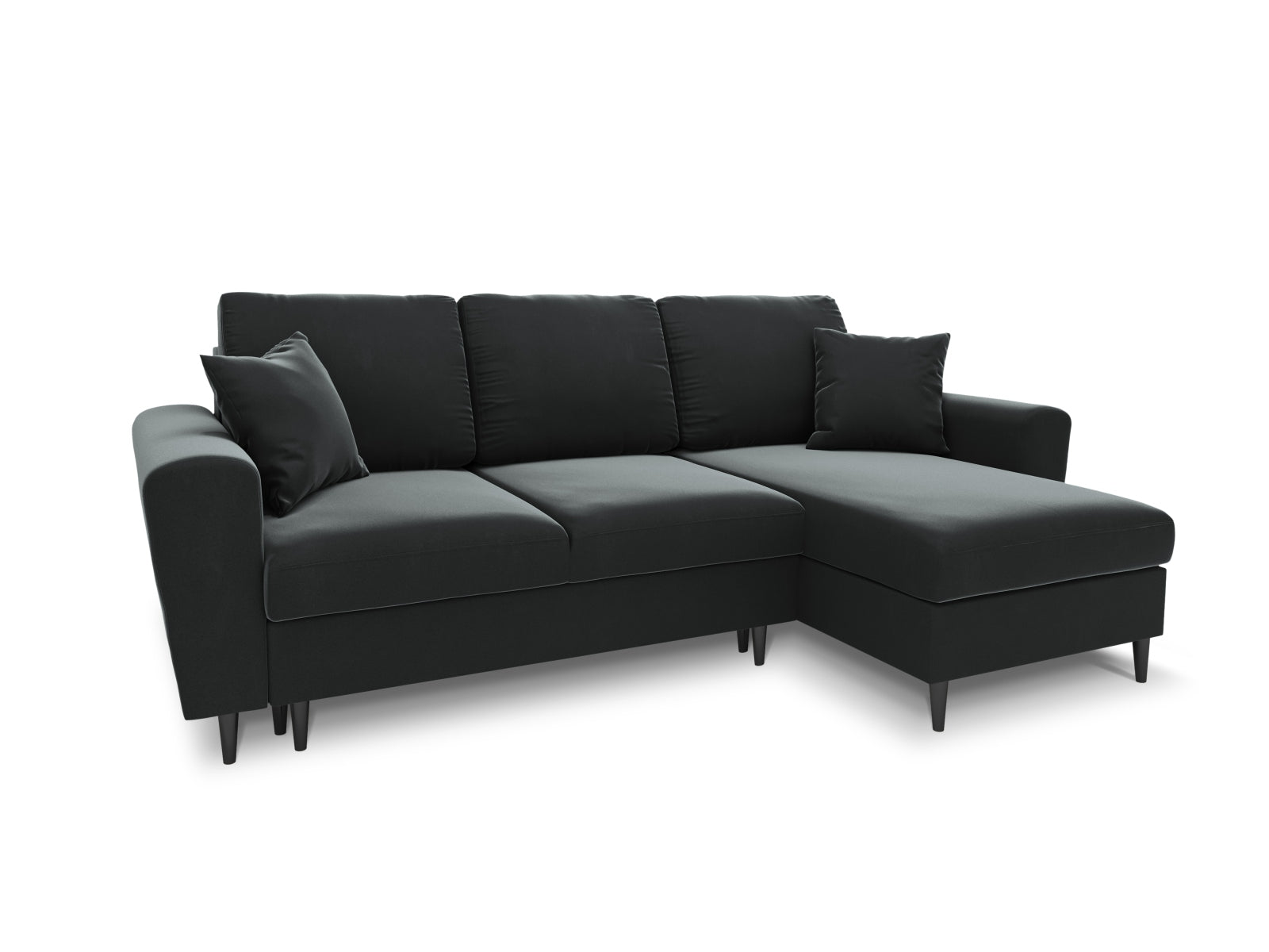 Stylisches Kyoto Ecksofa in Dunkelgrau, 4-Sitzer mit Schlaffunktion und Stauraum, ideal für moderne Wohnräume und entspannte Abende.
