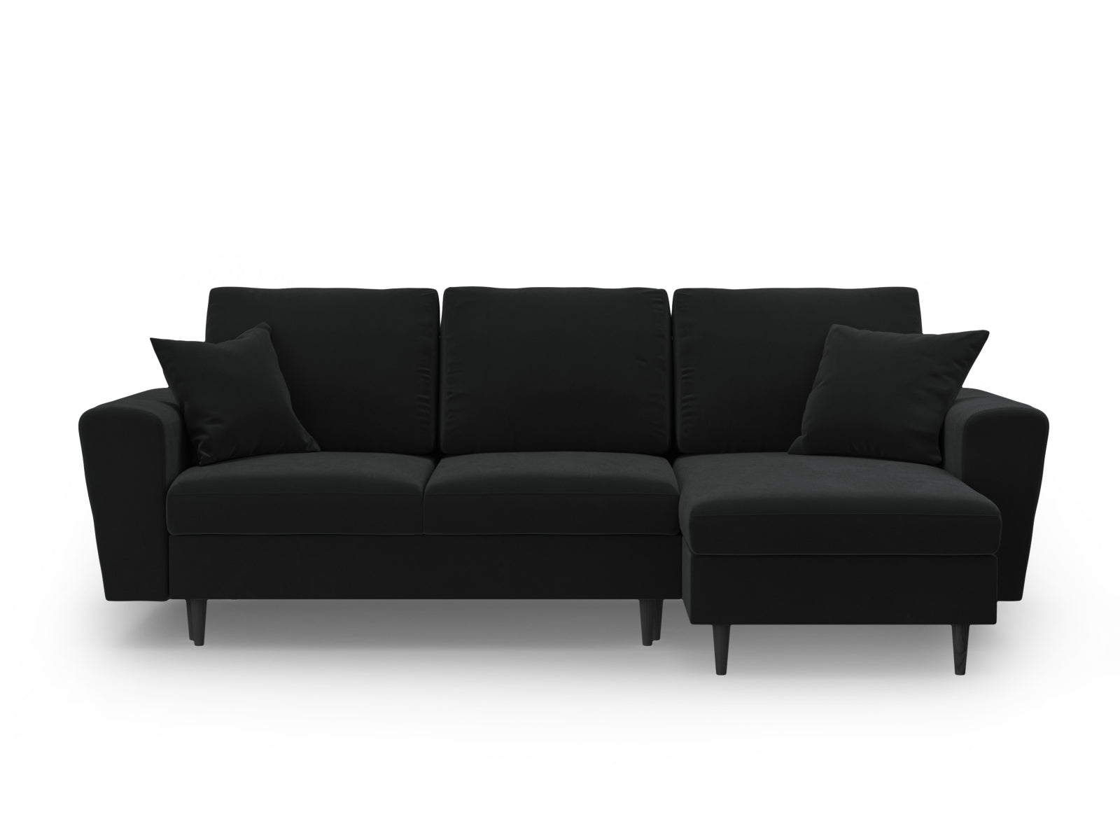 Modernes Kyoto Ecksofa in Schwarz, 4-Sitzer mit Schlaffunktion und Stauraum, ideal für gemütliche Abende und platzsparende Lösungen.