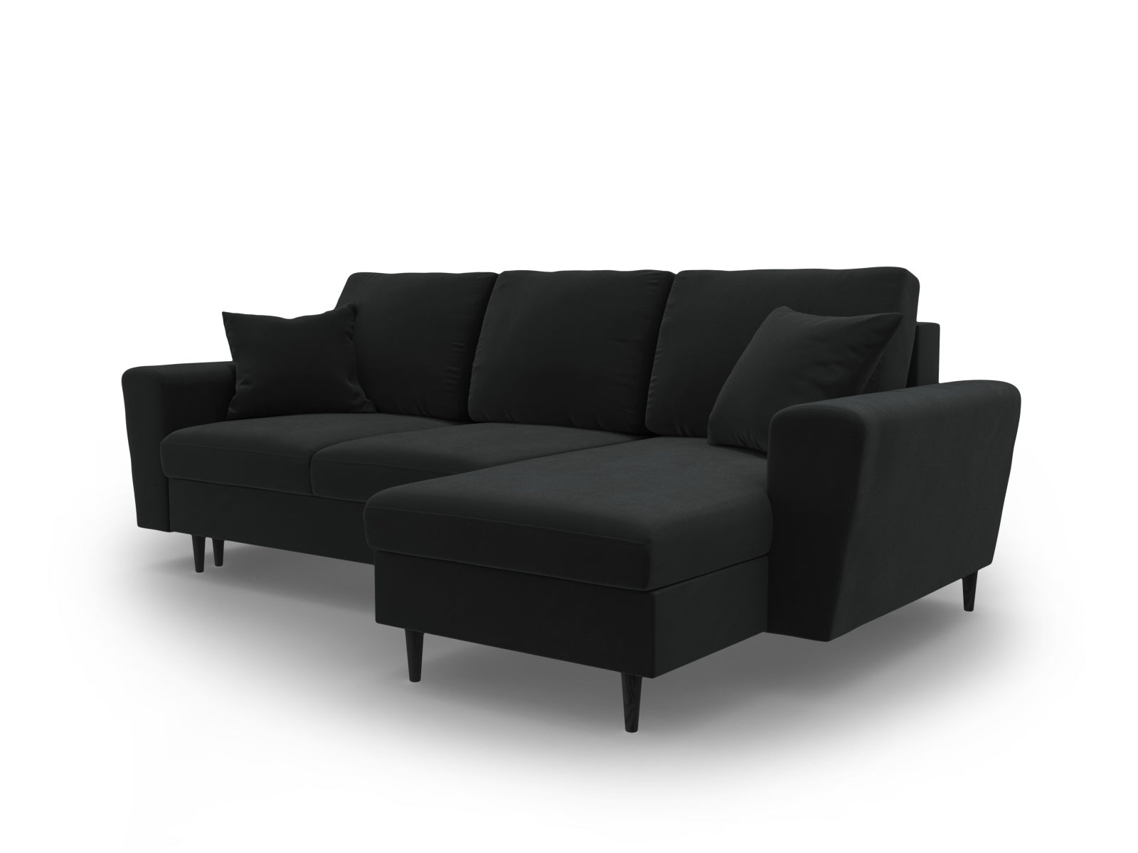 Modernes Kyoto Ecksofa in Schwarz, 4-Sitzer mit Schlafoption und Stauraum, ideal für stilvolle Wohnräume.