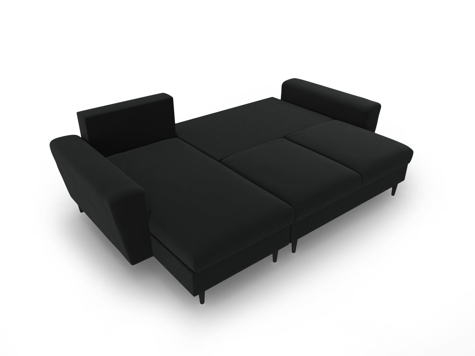 Elegantes Kyoto Ecksofa in Schwarz, 4-Sitzer mit praktischer Schlaffunktion und Stauraum, perfekt für gemütliche Abende.