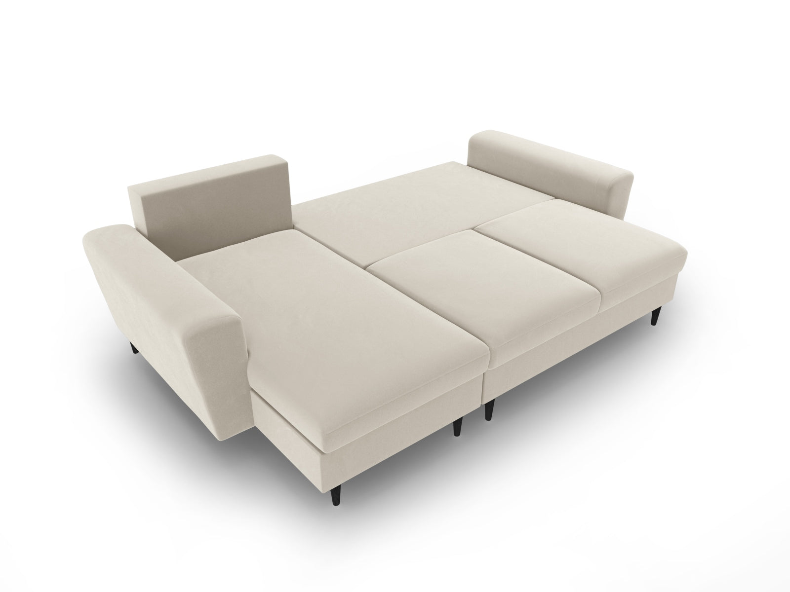 Stylisches Kyoto Ecksofa in elegantem Beige, 4-Sitzer mit praktischer Schlaffunktion und Stauraum, ideal für jedes Wohnzimmer.