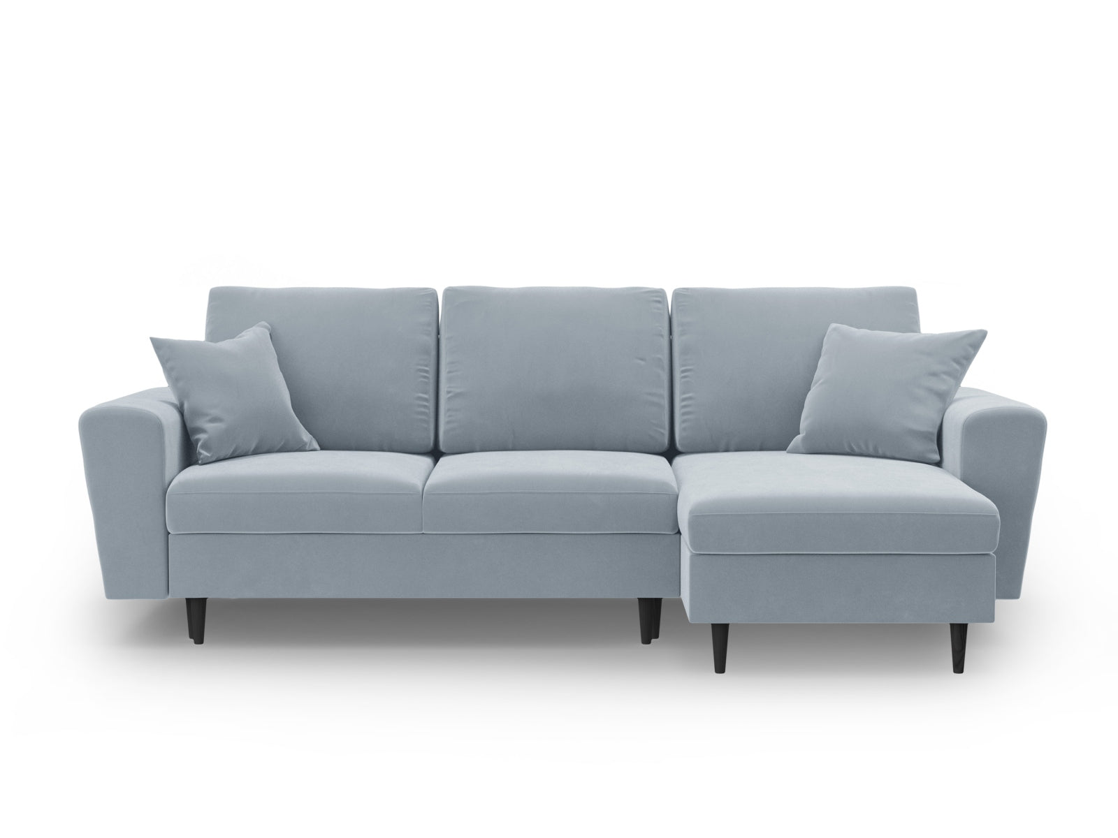 Stylisches Kyoto Ecksofa in sanftem Hellblau, 4-Sitzer mit praktischer Schlaffunktion und Stauraum, perfekt für entspannte Abende und Übernachtungsgäste.