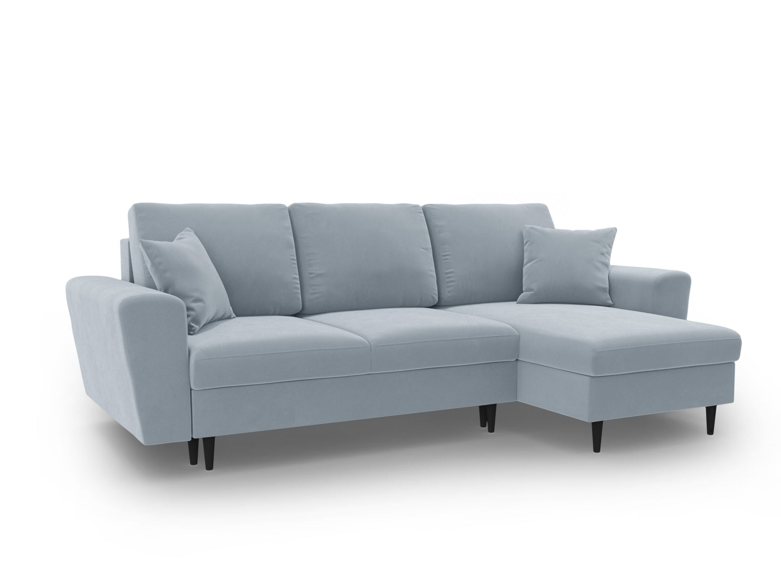 Elegantes Kyoto Ecksofa in zartem Hellblau, 4-Sitzer mit cleverer Schlaffunktion und Stauraum, ideal für Gäste und gemütliche Stunden.