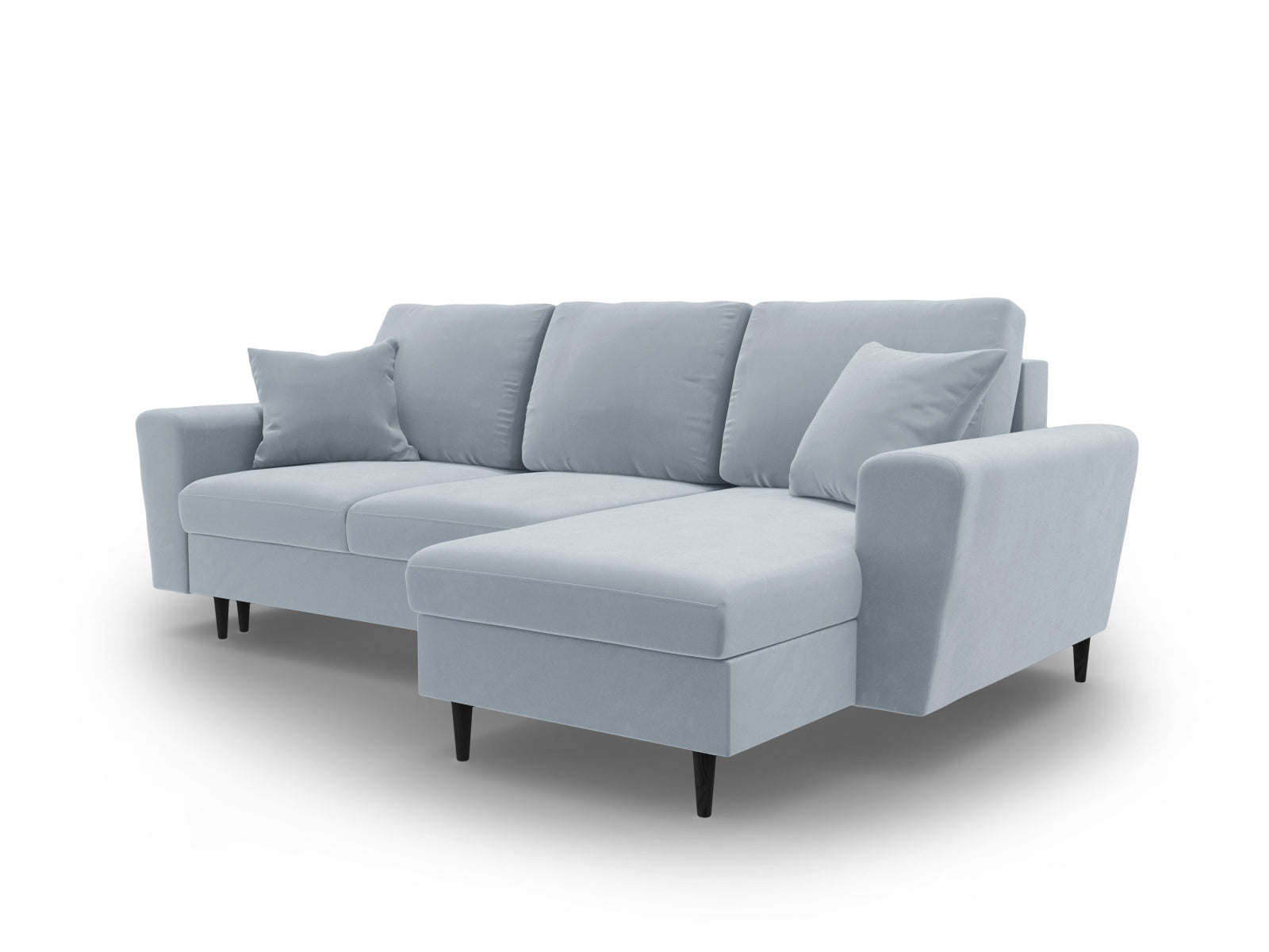 Stylisches Kyoto Ecksofa in sanftem Hellblau, 4-Sitzer mit praktischer Schlaffunktion und Stauraum, perfekt für entspannte Abende und Übernachtungen.