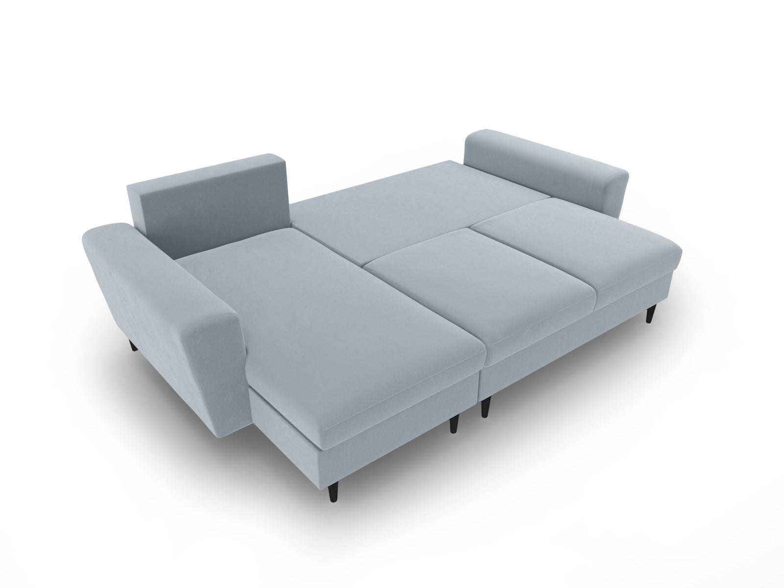 Elegantes Kyoto Ecksofa in zartem Hellblau, 4-Sitzer mit cleverer Schlaffunktion und Stauraum, ideal für Gäste und gemütliche Stunden.
