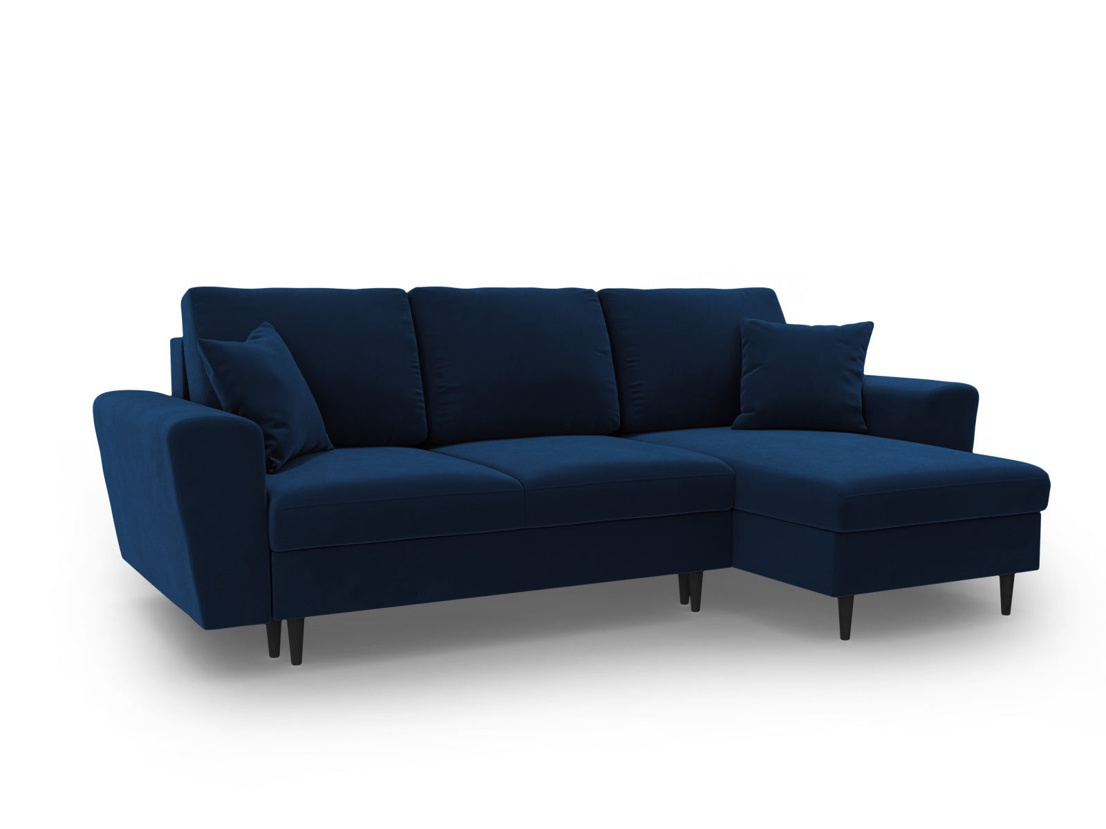 Elegantes Kyoto Ecksofa in Royal Blue-Riviera, 4-Sitzer mit Schlaffunktion und Stauraum, ideal für stilvolle Wohnräume.