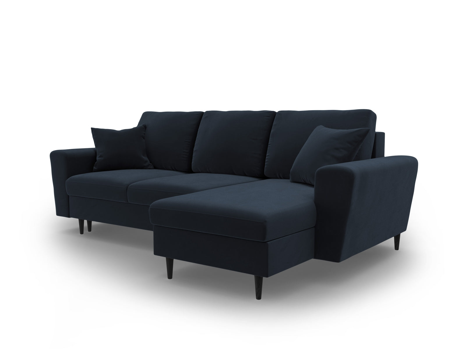 Elegantes Kyoto Ecksofa in tiefem Blau, 4-Sitzer mit cleverer Schlaffunktion und Stauraum, ideal für stilvolle Wohnräume.