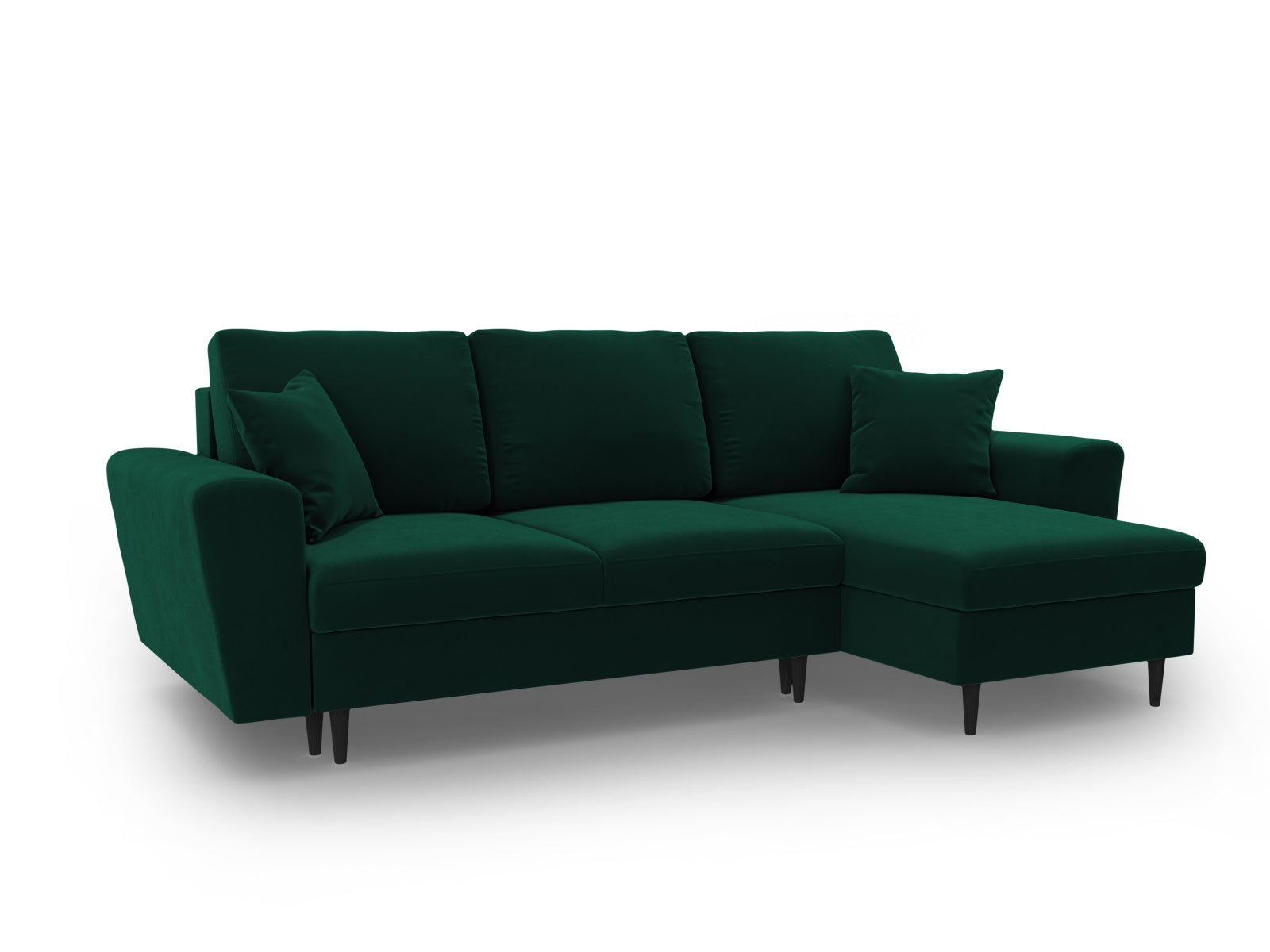 Elegantes Kyoto Ecksofa in dunklem Grün, 4-Sitzer mit komfortabler Schlaffunktion und integriertem Stauraum für vielseitige Nutzung.