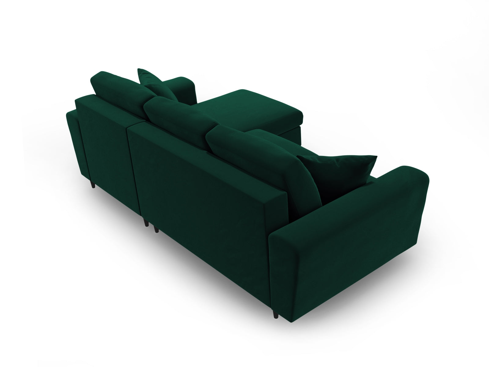Elegantes Kyoto Ecksofa in sattem Grün, 4-Sitzer mit Schlaffunktion und Stauraum, perfekt für stilvolle und funktionale Wohnräume.