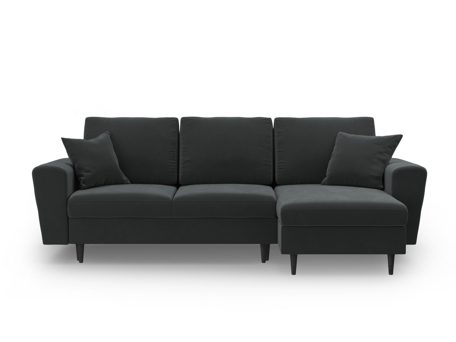 Elegantes Kyoto Ecksofa in Dunkelgrau, 4-Sitzer mit praktischer Schlaffunktion und Stauraum, perfekt für stilvolle Wohnräume.
