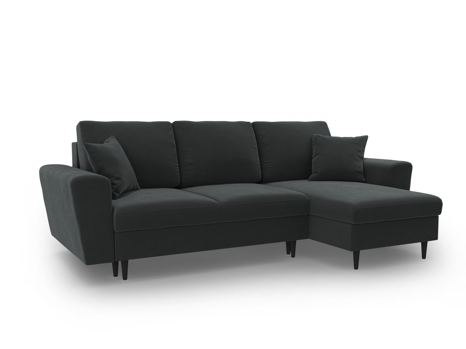 Modernes Kyoto Ecksofa in Dunkelgrau, 4-Sitzer mit cleverer Schlaffunktion und integriertem Stauraum, ideal für gemütliche Abende.