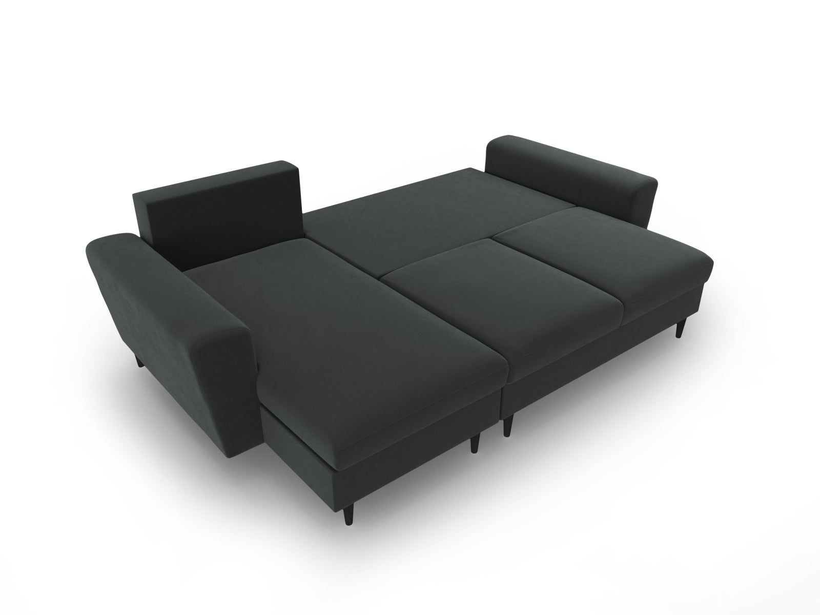 Elegantes Kyoto Ecksofa in Dunkelgrau, 4-Sitzer mit cleverer Schlaffunktion und Stauraum, ideal für gemütliche Abende und Übernachtungsgäste.