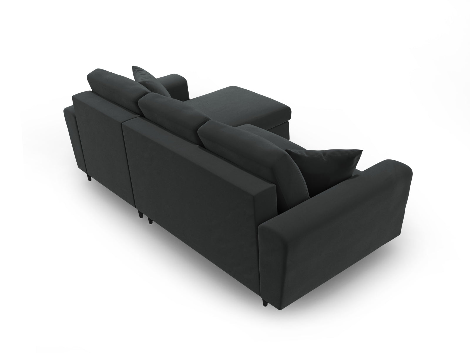 Elegantes Kyoto Ecksofa in Dunkelgrau, 4-Sitzer mit cleverer Schlaffunktion und Stauraum, ideal für gemütliche Abende und Übernachtungsgäste.