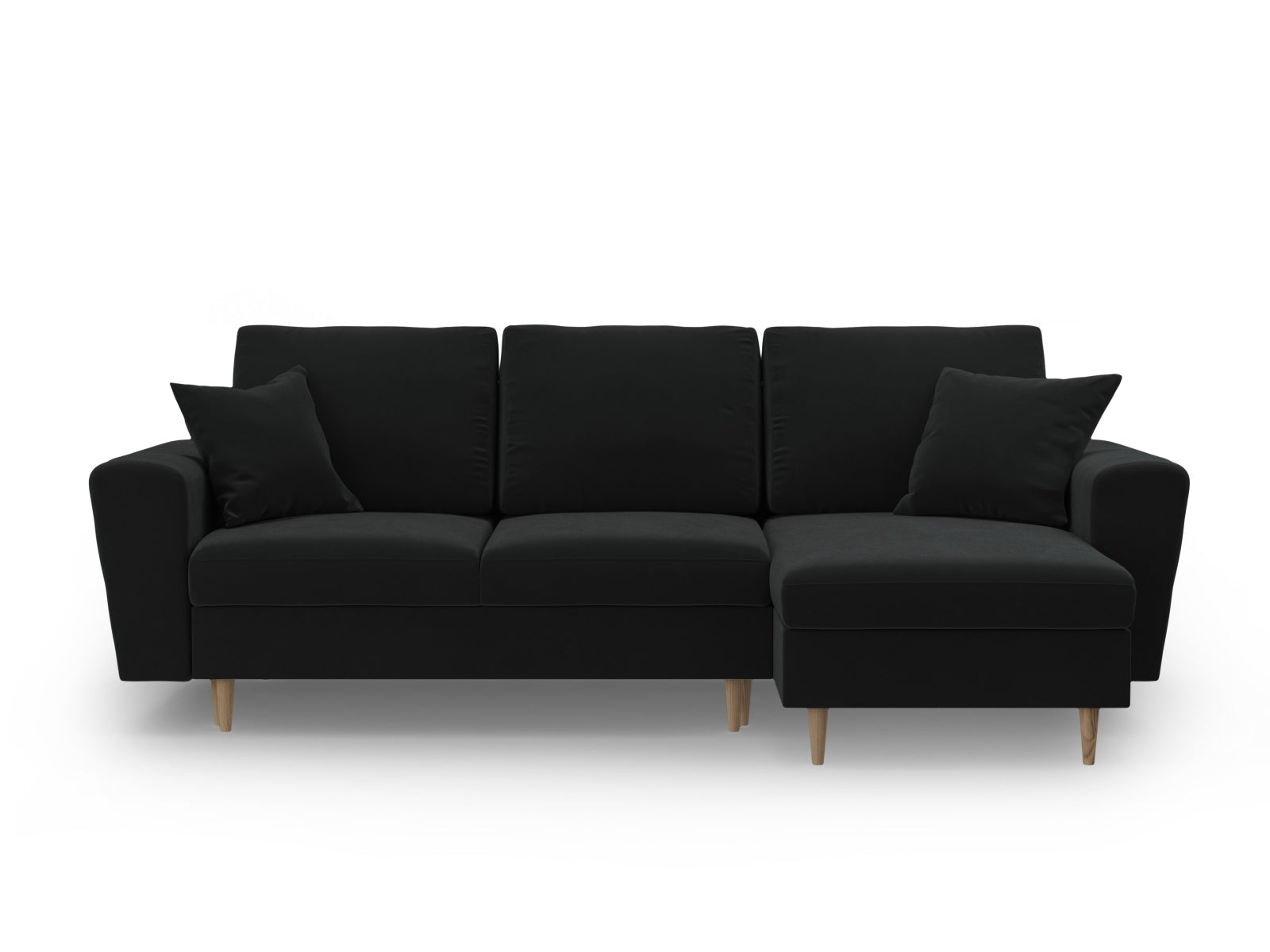 Modernes Kyoto Ecksofa in Schwarz, 4-Sitzer mit Schlaffunktion und Stauraum, ideal für gemütliche Abende und platzsparende Lösungen.