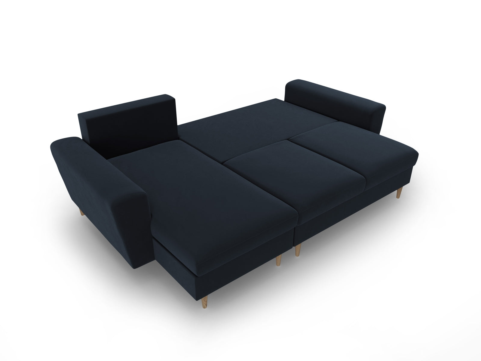 Elegantes Kyoto Ecksofa in trendigem Blau, 4-Sitzer mit cleverer Schlaffunktion und Stauraum, ideal für entspannte Abende und Übernachtungsgäste.