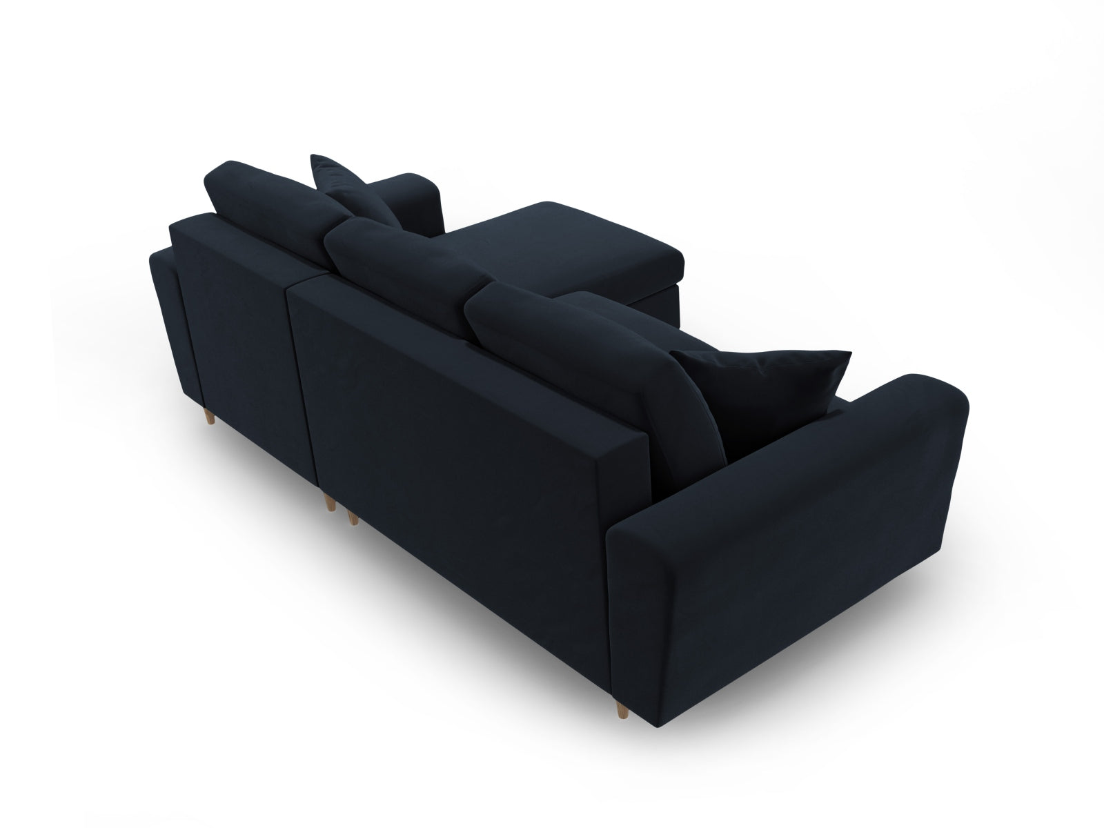 Elegantes Kyoto Ecksofa in trendigem Blau, 4-Sitzer mit cleverer Schlaffunktion und Stauraum, ideal für entspannte Abende und Übernachtungsgäste.