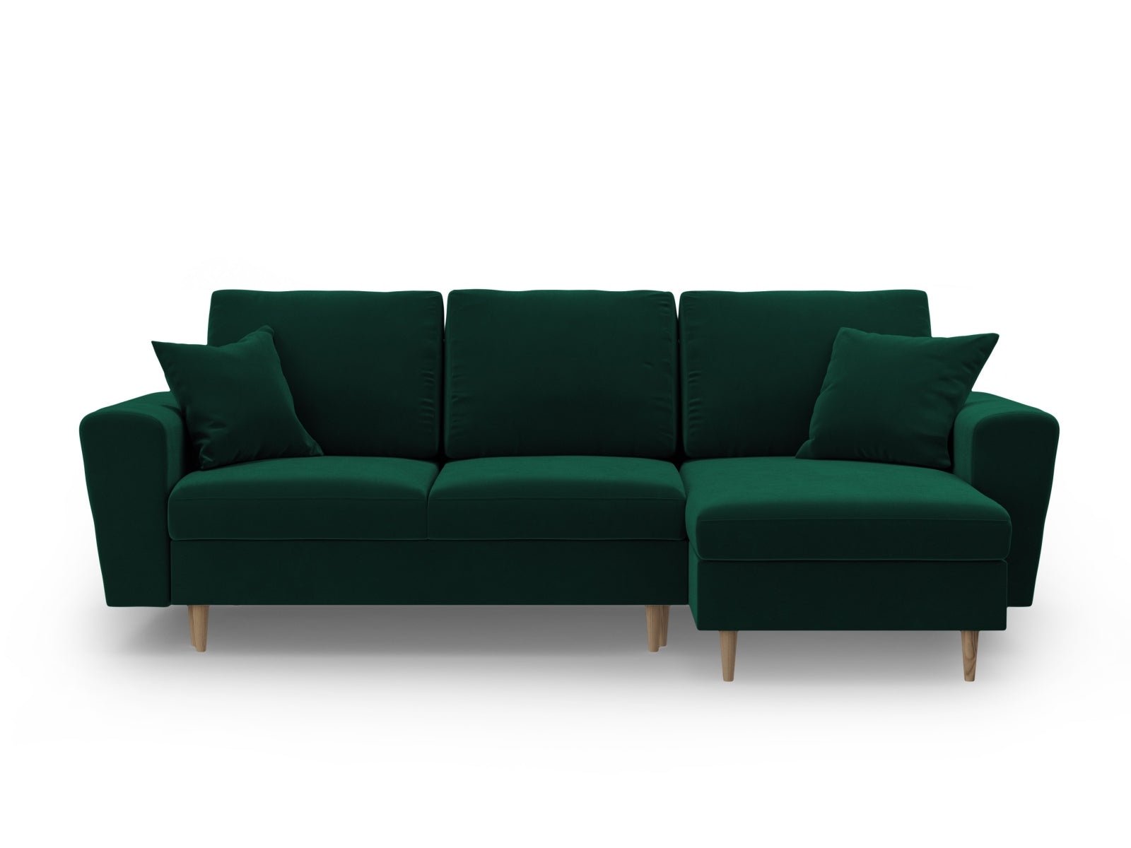 Stylisches Kyoto Ecksofa in elegantem Dunkelgrün, 4-Sitzer mit cleverer Schlaffunktion und integriertem Stauraum für zusätzlichen Komfort.