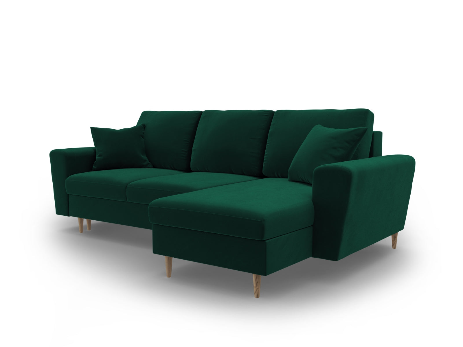 Stylisches Kyoto Ecksofa in elegantem Dunkelgrün, 4-Sitzer mit cleverer Schlaffunktion und integriertem Stauraum für zusätzlichen Komfort.