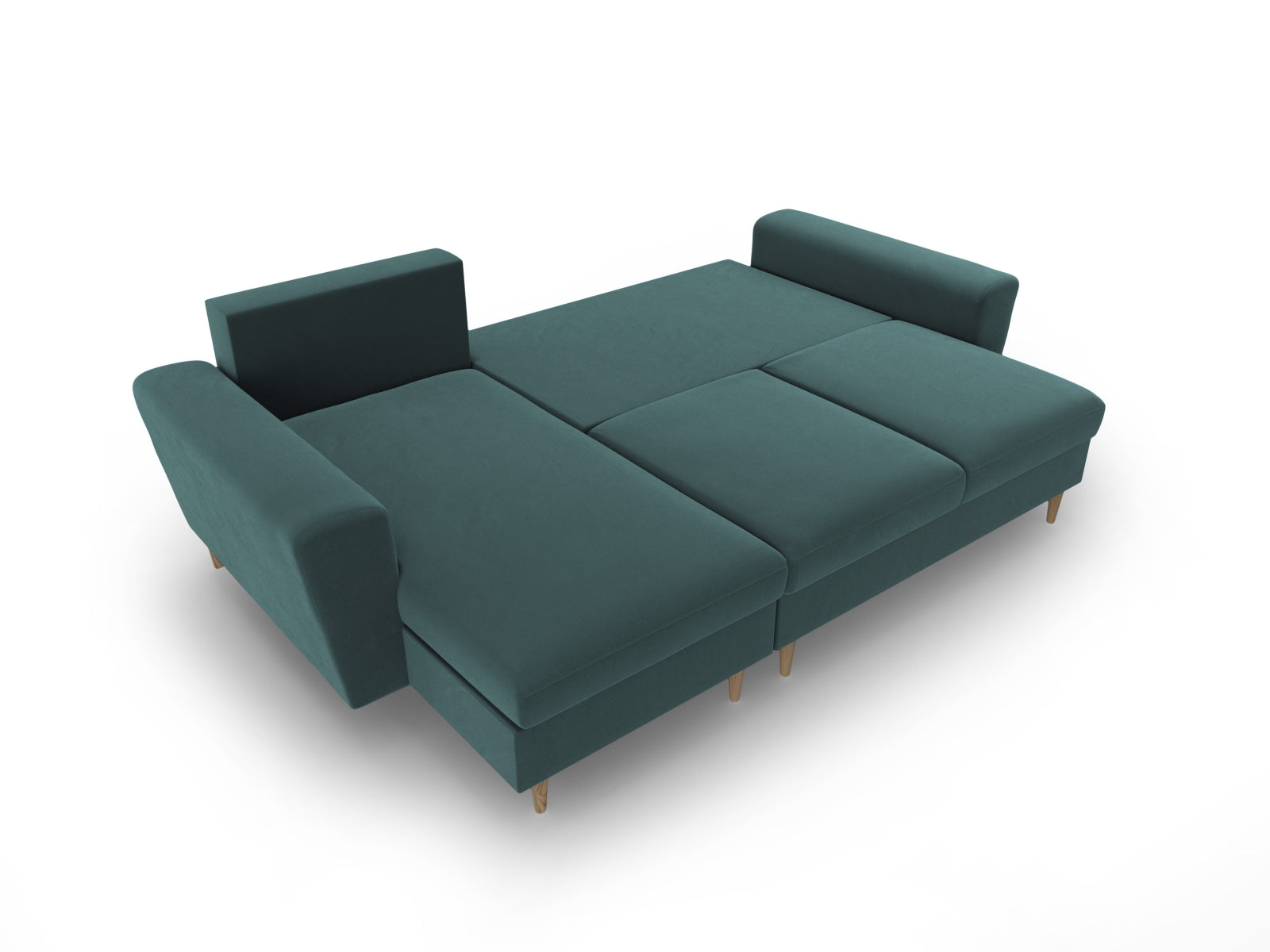 Stylisches Kyoto Ecksofa in Petrol-Riviera, 4-Sitzer mit praktischer Schlaffunktion und Stauraum, ideal für entspannte Abende und Übernachtungsgäste.