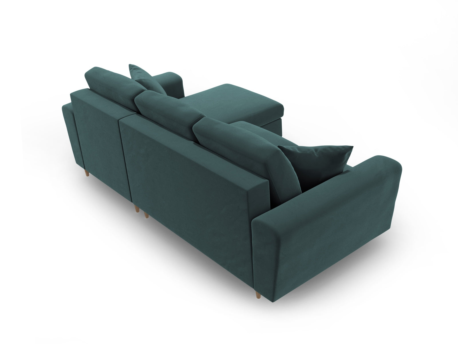 Stylisches Kyoto Ecksofa in Petrol-Riviera, 4-Sitzer mit praktischer Schlaffunktion und Stauraum, ideal für entspannte Stunden und Übernachtungsgäste.