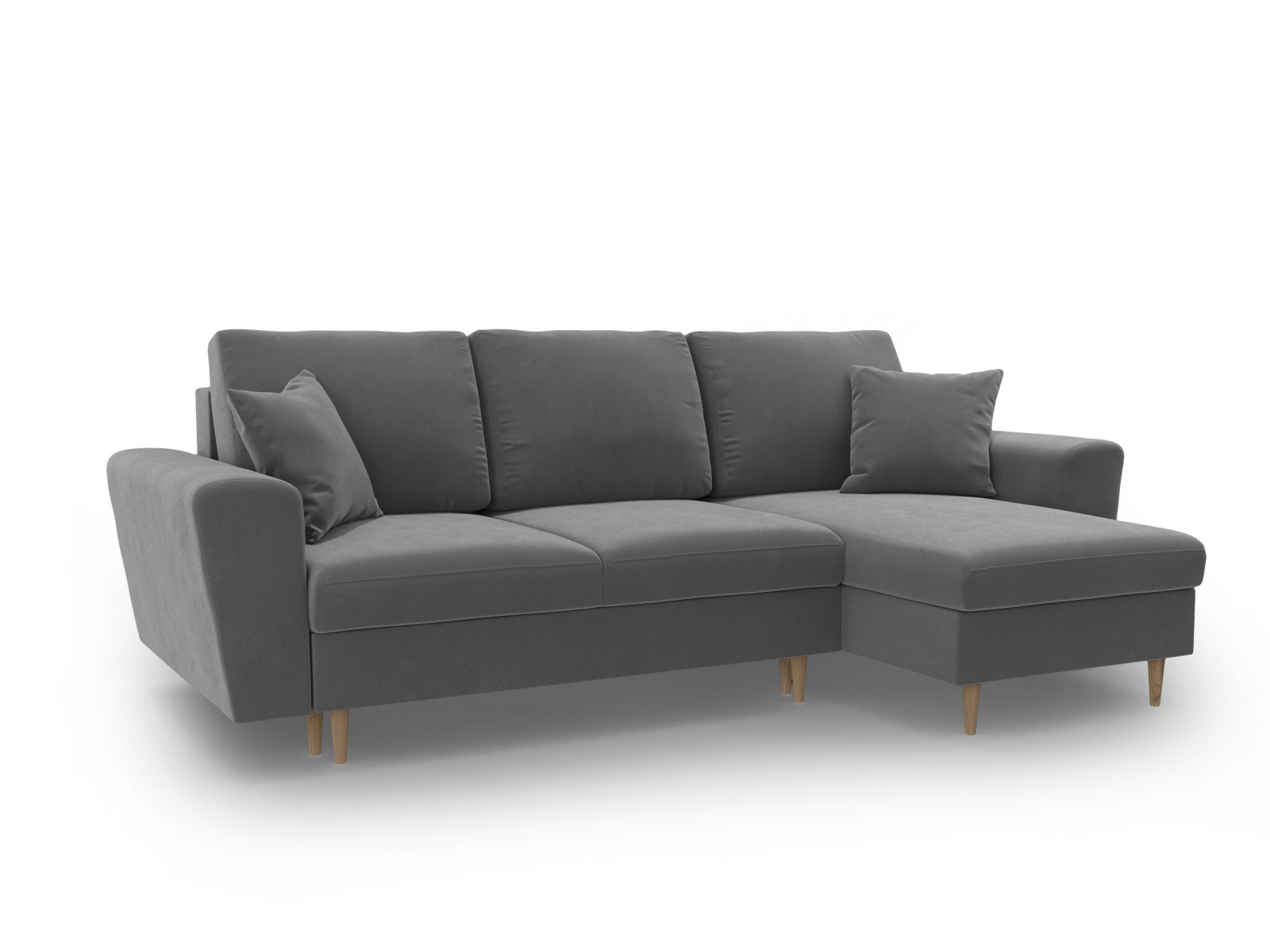 Elegantes Kyoto Ecksofa in Grau, 4-Sitzer mit praktischer Schlaffunktion und Stauraum, perfekt für gemütliche Abende und Gästeübernachtungen.