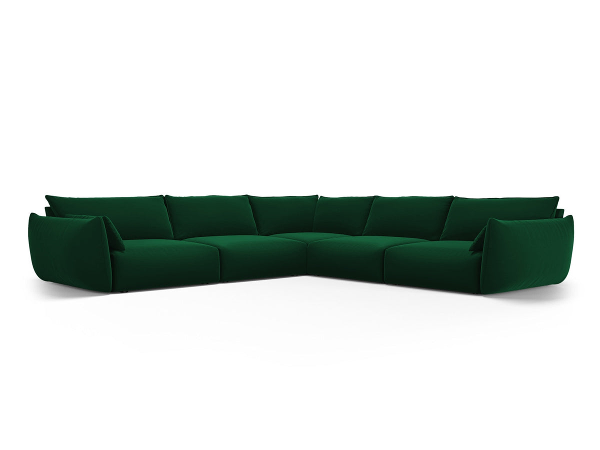 Ecksofa 7-Sitzer Symmetric Matera mit Stoffbezug und schwarzen Kunststoffbeinen