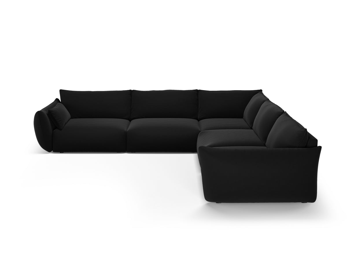 Ecksofa 7-Sitzer Symmetric Matera mit Stoffbezug und schwarzen Kunststoffbeinen