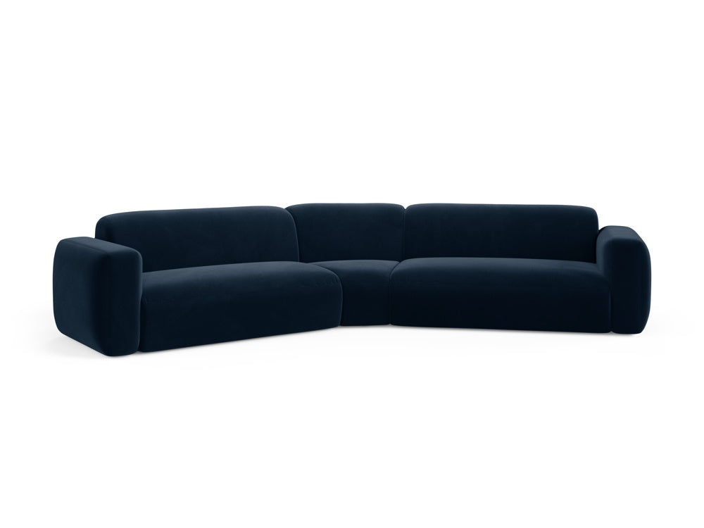 Elegantes Strino Velour Ecksofa in Royal Blue, modular und symmetrisch, ideal für stilvolle Wohnräume, präsentiert von Cosmopolitan Design.