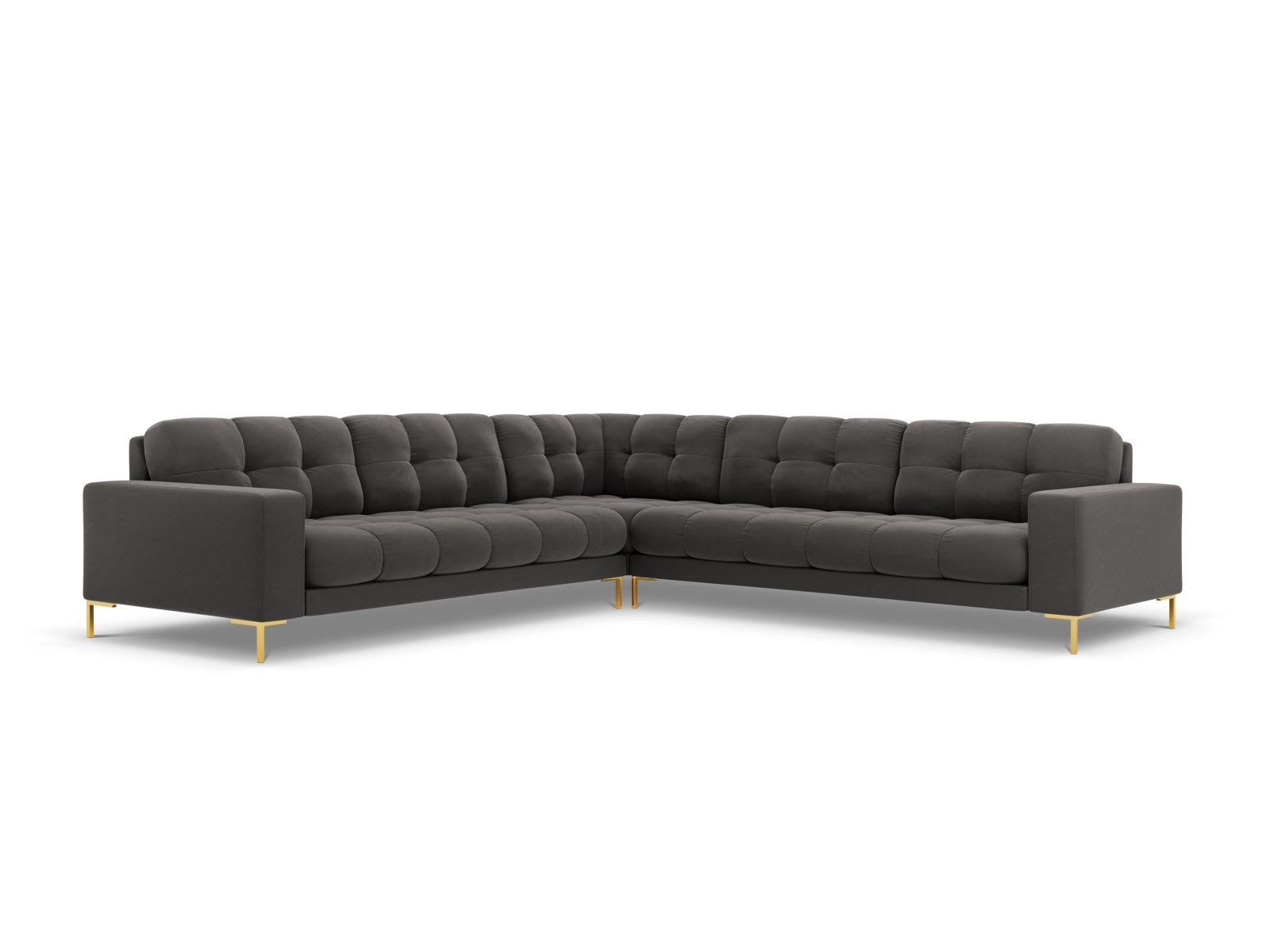 Elegantes 6-Sitzer Ecksofa Symmetric Bali in edlem Dunkelgrau, ideal für gesellige Abende und gemütliche Entspannung im Wohnzimmer.