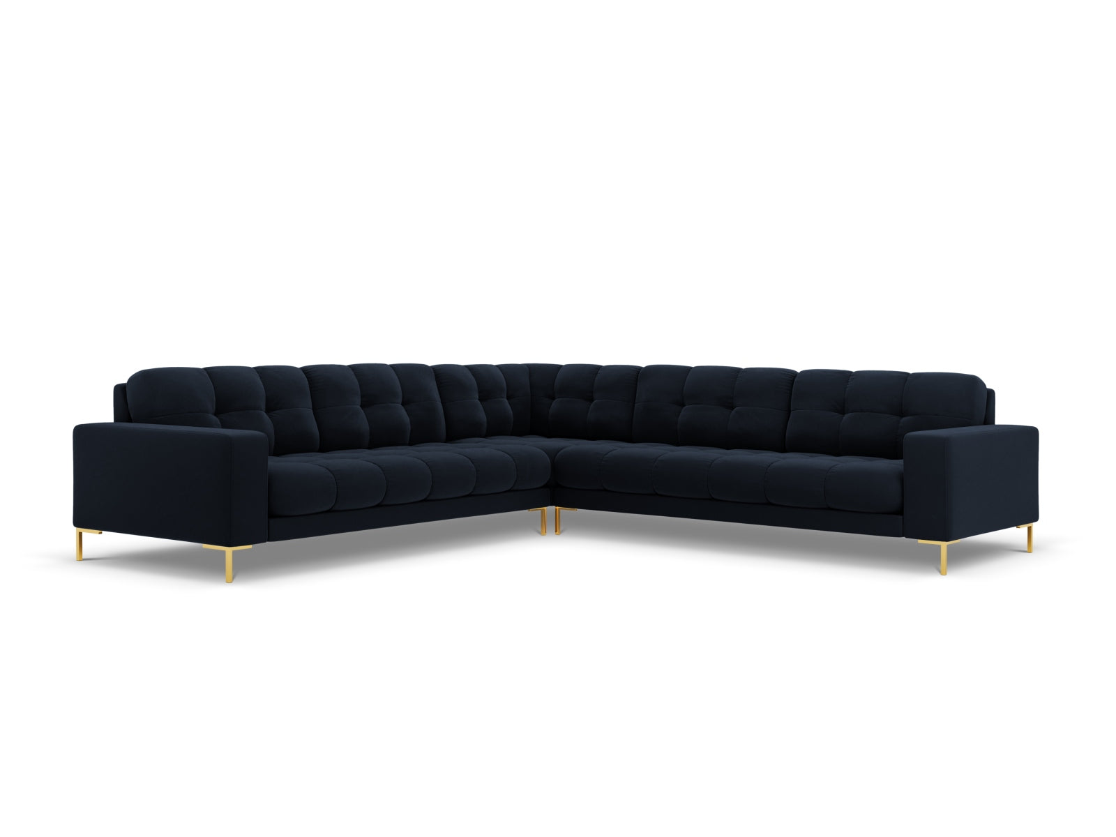 Elegantes Ecksofa Symmetric Bali für 6 Personen in tiefem Blau, ideal für stilvolle Wohnräume und gesellige Abende.