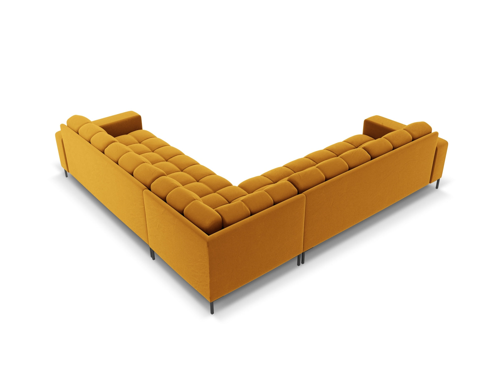 Elegantes 6-Sitzer Ecksofa Symmetric Bali in modernem Yellow-Bluvel, ideal für gesellige Abende und stilvolle Wohnräume.