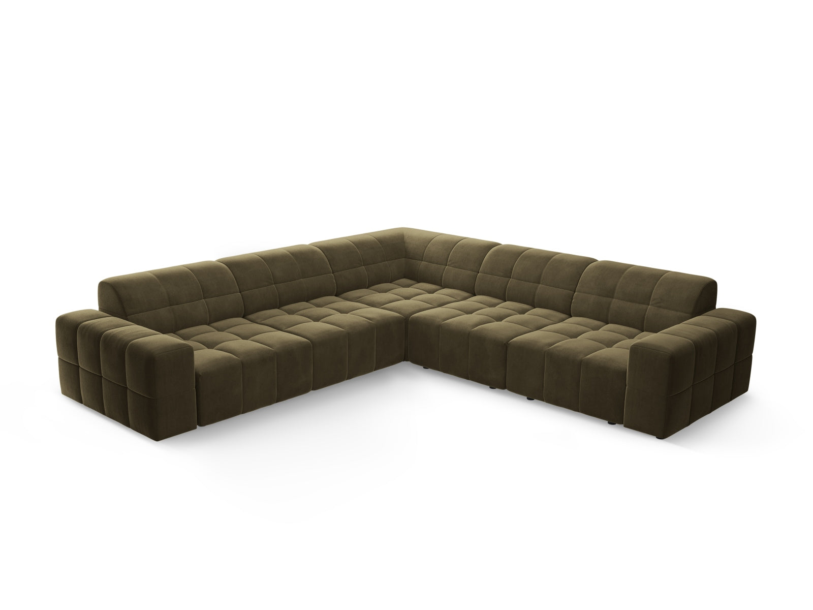 Modernes Chicago Ecksofa in Green-Bluvel, großzügiger 4-Sitzer mit 287 cm, perfekt für gemütliche und stilvolle Wohnambiente.
