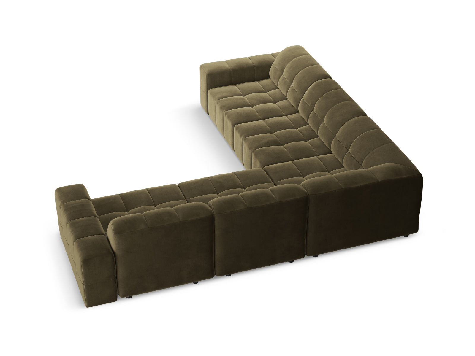 Elegantes Chicago Ecksofa in Green-Bluvel, großzügig gestaltet für 4 Personen, ideal für stilvolle und komfortable Wohnräume.