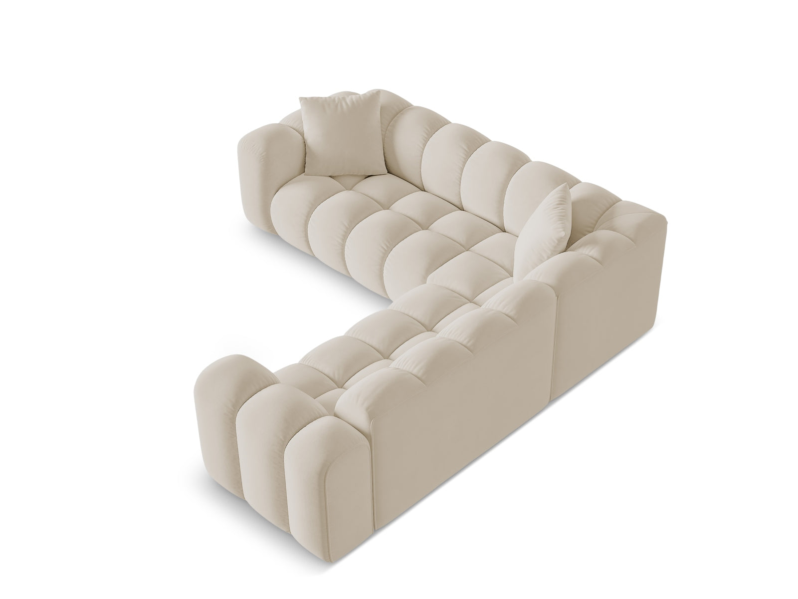 Elegantes 3-Sitzer Ecksofa Symmetric Treno in dunkelbeige, ideal für gemütliche und moderne Wohnräume.
