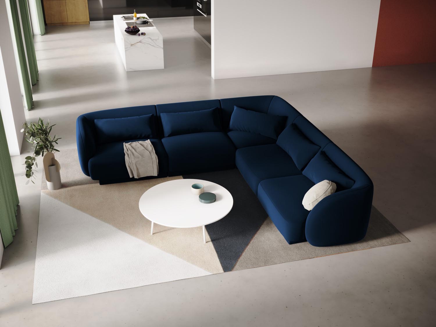 Entdecken Sie das Tulum Velour Ecksofa 5 Sitzer von Cosmopolitan Design – stilvoll, umkehrbar und perfekt für modernes Wohnen.