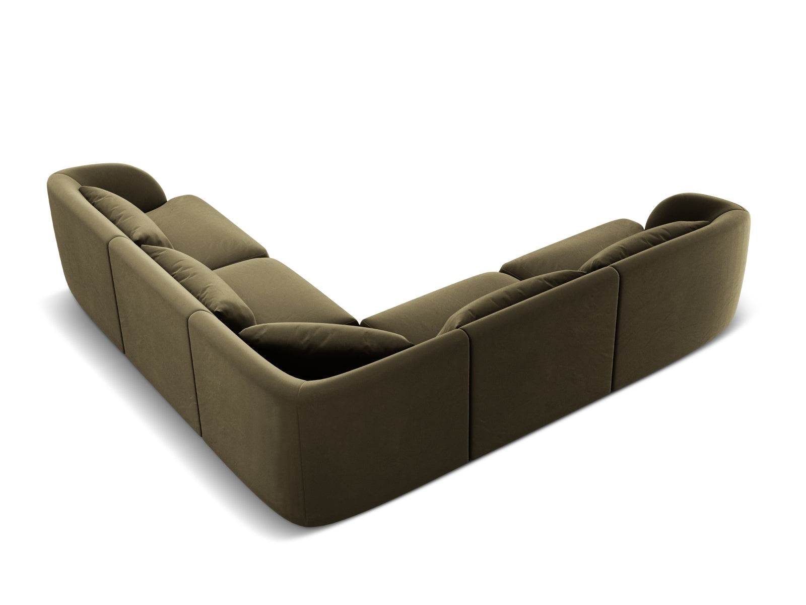 Erleben Sie das Tulum Velour Ecksofa 5 Sitzer von Cosmopolitan Design – elegant, wendbar und ideal für Ihr modernes Zuhause.