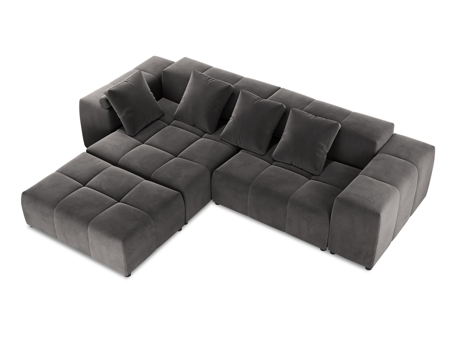 Erleben Sie das vielseitige Rome Velour Modular Reversible Ecksofa 5 Sitzer von Cosmopolitan Design – ideal für modernes Wohnen und höchsten Komfort.