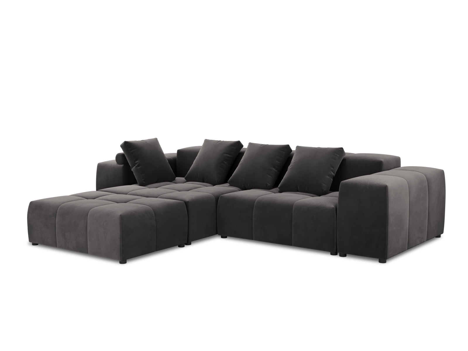 Rome Velour Modular Reversible Ecksofa 5 Sitzer in Dark Grey präsentiert im Onlineshop von KAQTU Design AG. Ecksofa ist von Cosmopolitan Design