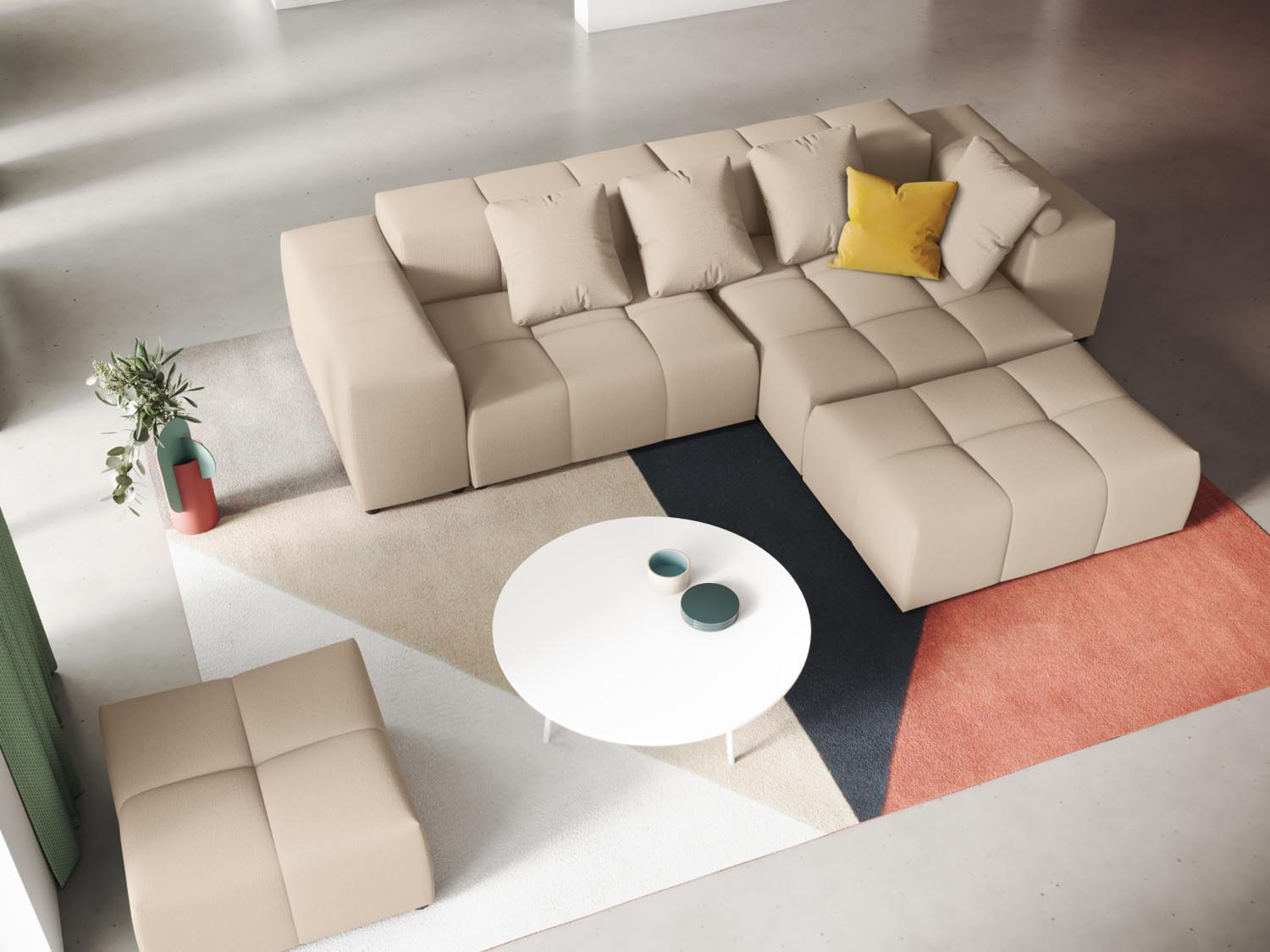 Rome Modular Reversible Ecksofa 5 Sitzer in Beige-Babel präsentiert im Onlineshop von KAQTU Design AG. Ecksofa ist von Cosmopolitan Design