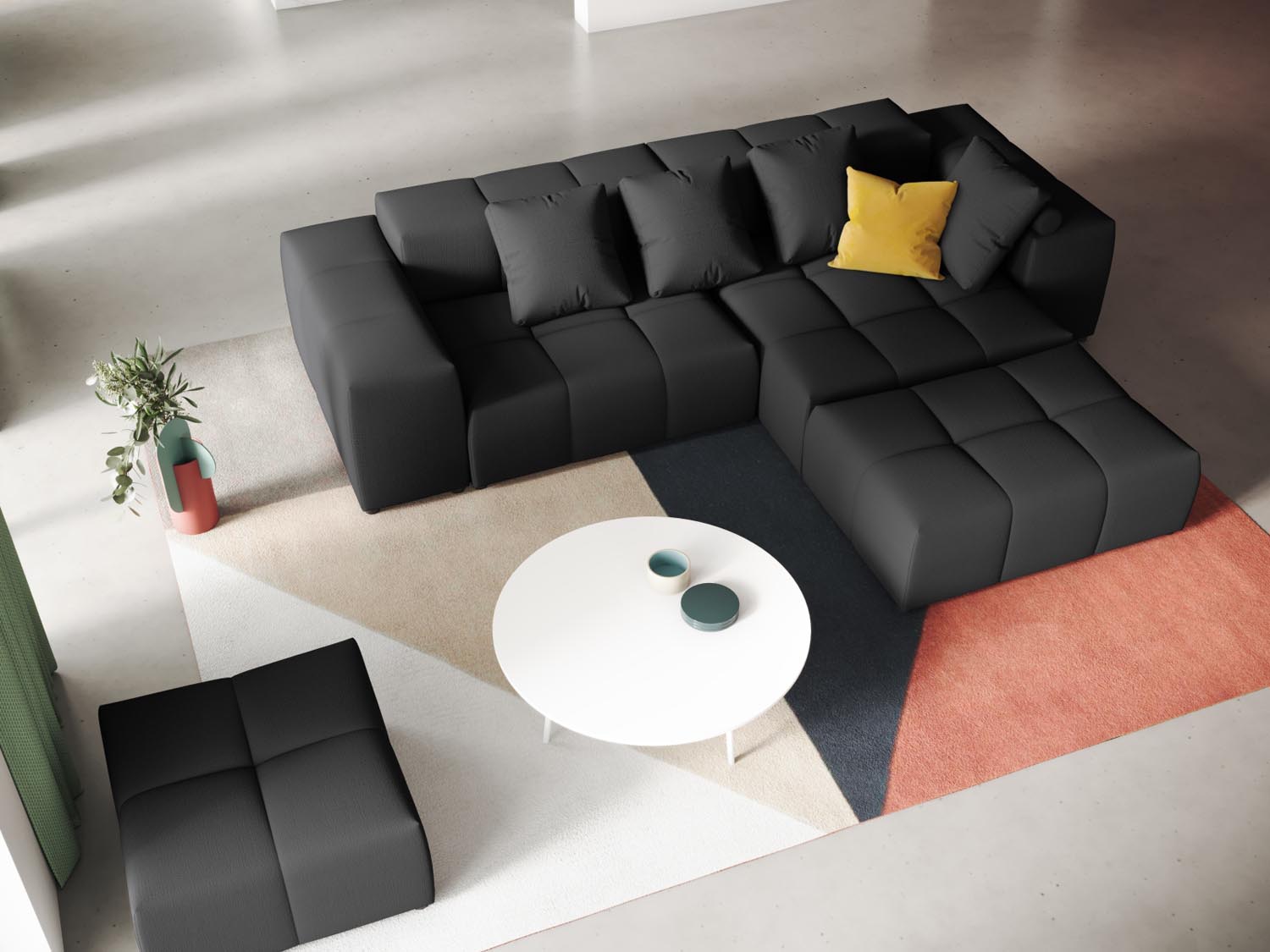 Rome Modular Reversible Ecksofa 5 Sitzer in Black-Babel präsentiert im Onlineshop von KAQTU Design AG. Ecksofa ist von Cosmopolitan Design