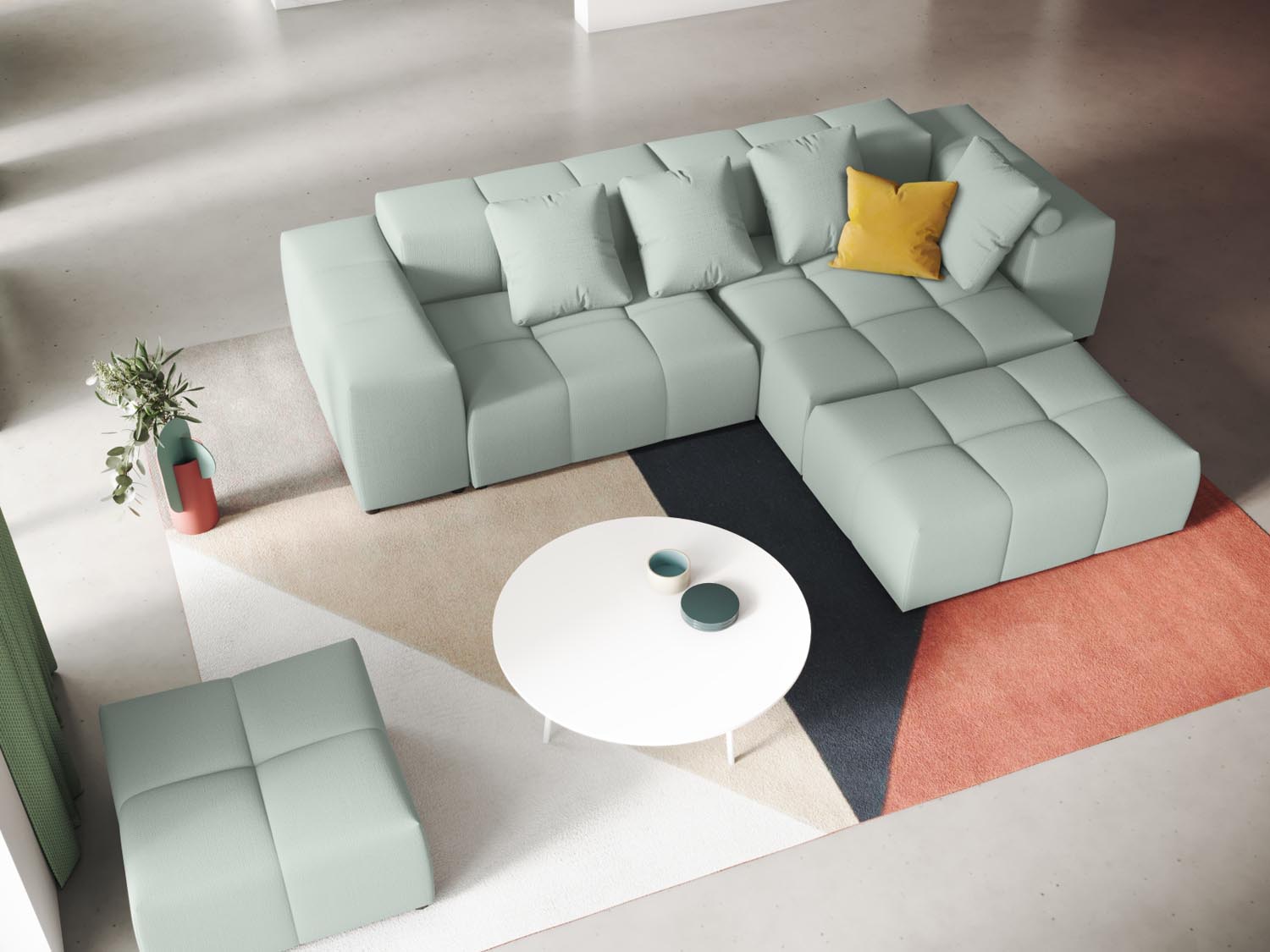 Rome Modular Reversible Ecksofa 5 Sitzer in Mint-Babel präsentiert im Onlineshop von KAQTU Design AG. Ecksofa ist von Cosmopolitan Design