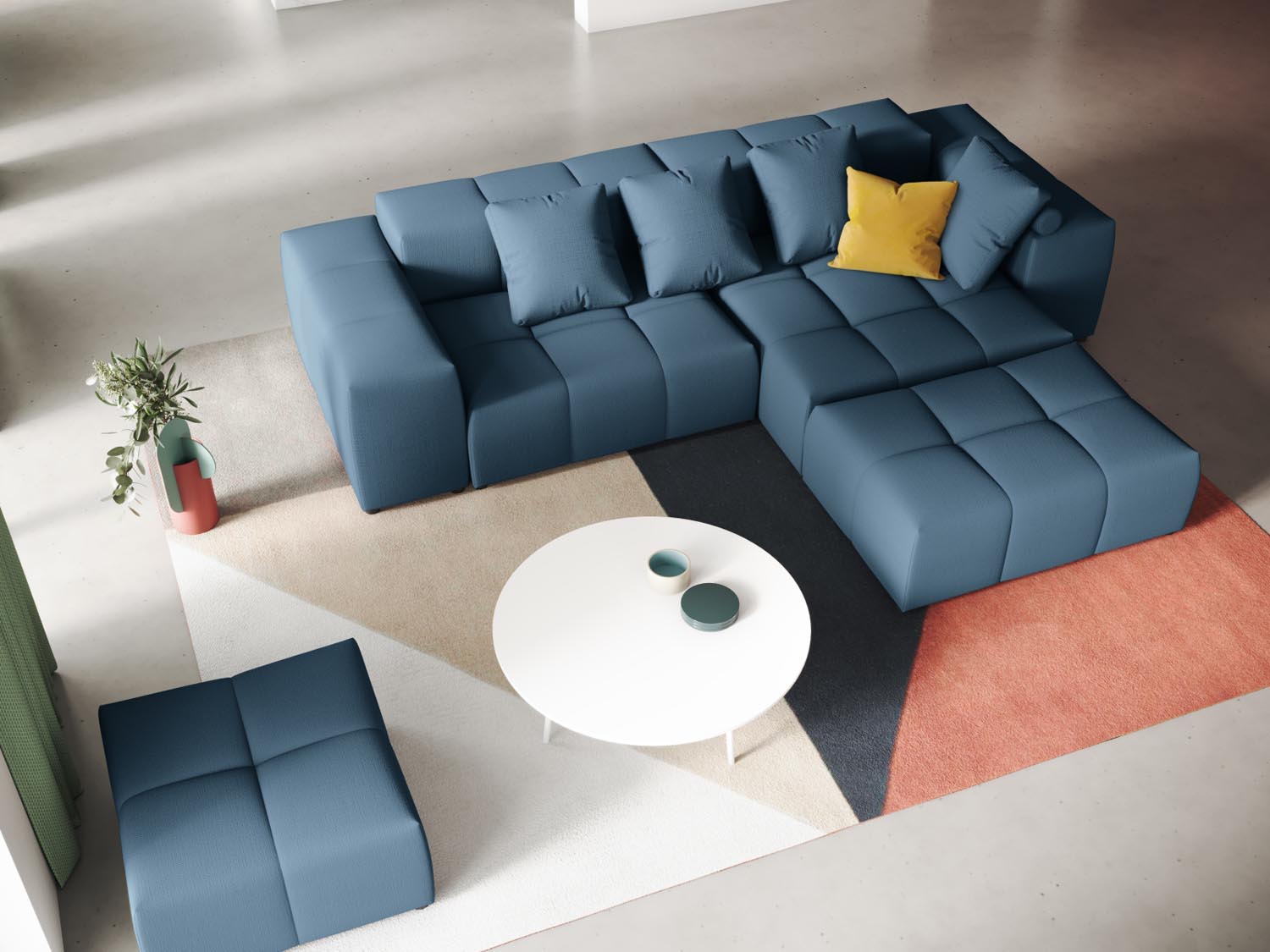 Rome Modular Reversible Ecksofa 5 Sitzer in Dark Blue-Babel präsentiert im Onlineshop von KAQTU Design AG. Ecksofa ist von Cosmopolitan Design