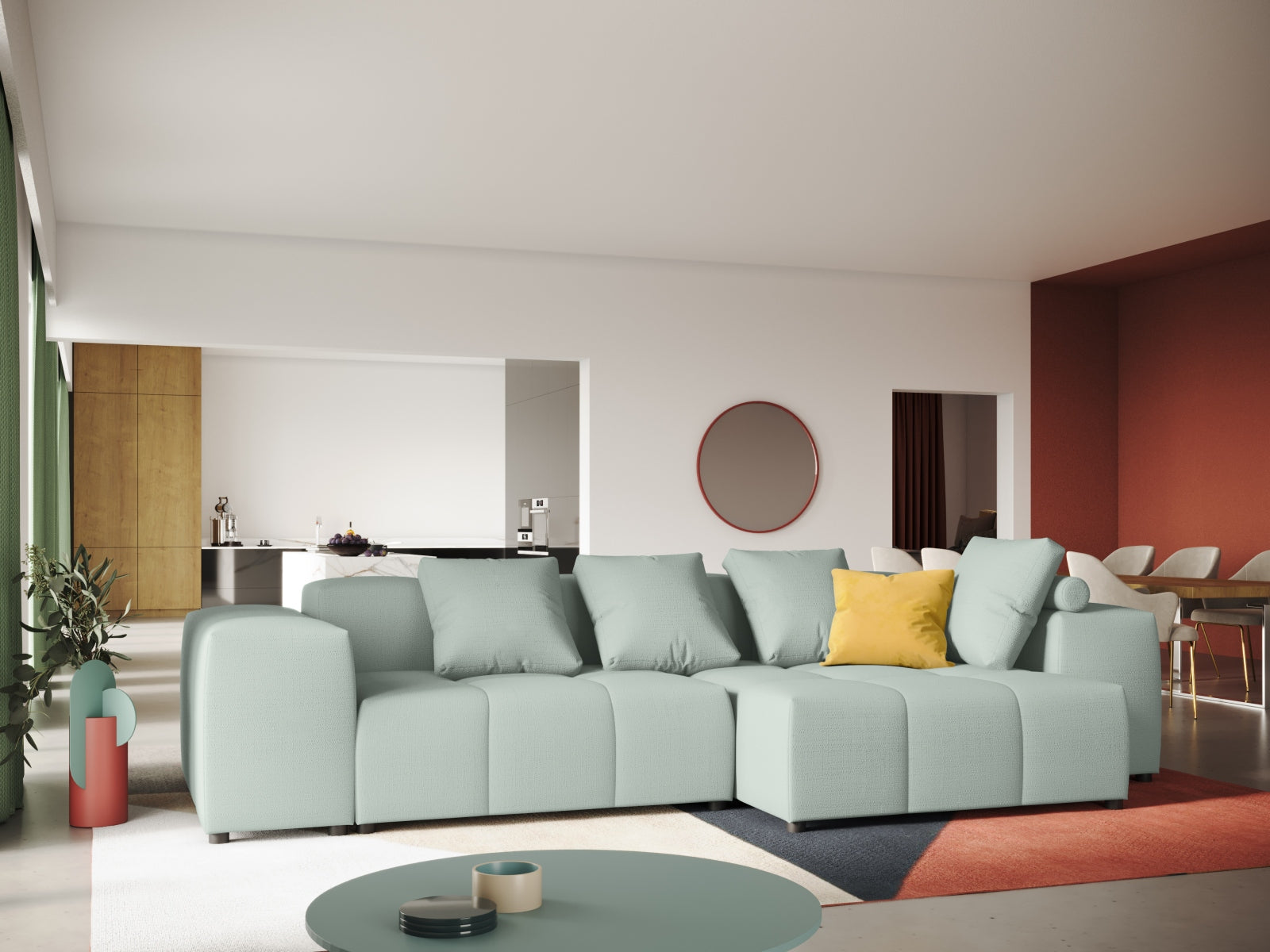 Rome Modular Reversible Ecksofa 4 Sitzer in Mint-Babel präsentiert im Onlineshop von KAQTU Design AG. Ecksofa ist von Cosmopolitan Design