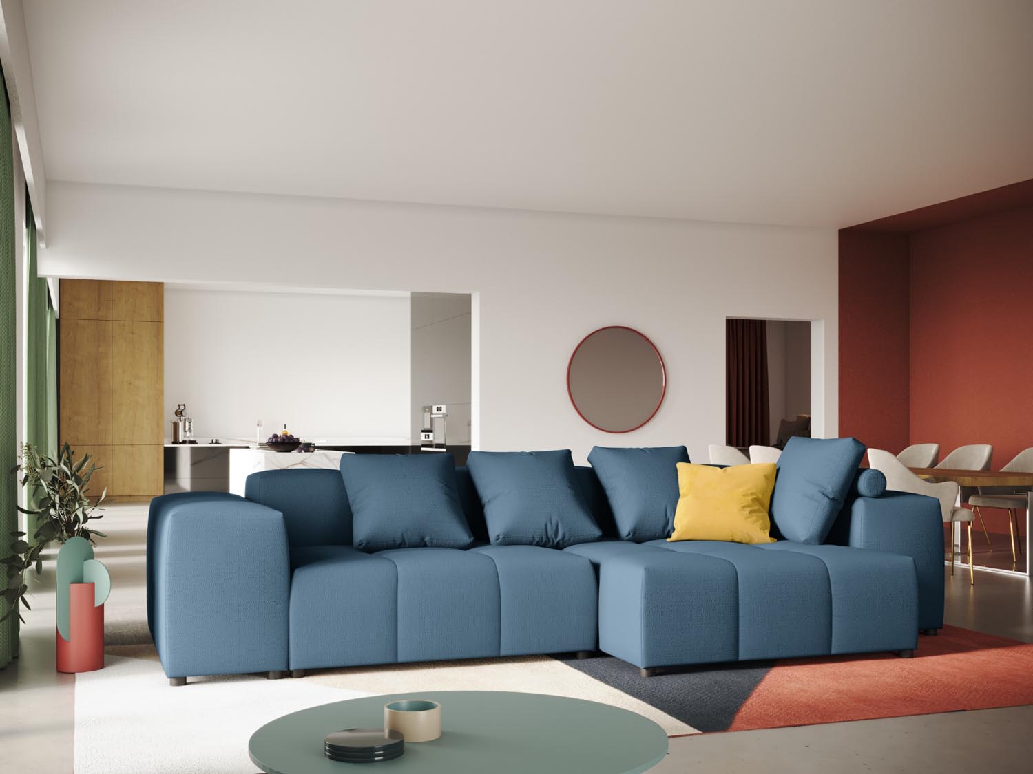 Rome Modular Reversible Ecksofa 4 Sitzer in Dark Blue-Babel präsentiert im Onlineshop von KAQTU Design AG. Ecksofa ist von Cosmopolitan Design