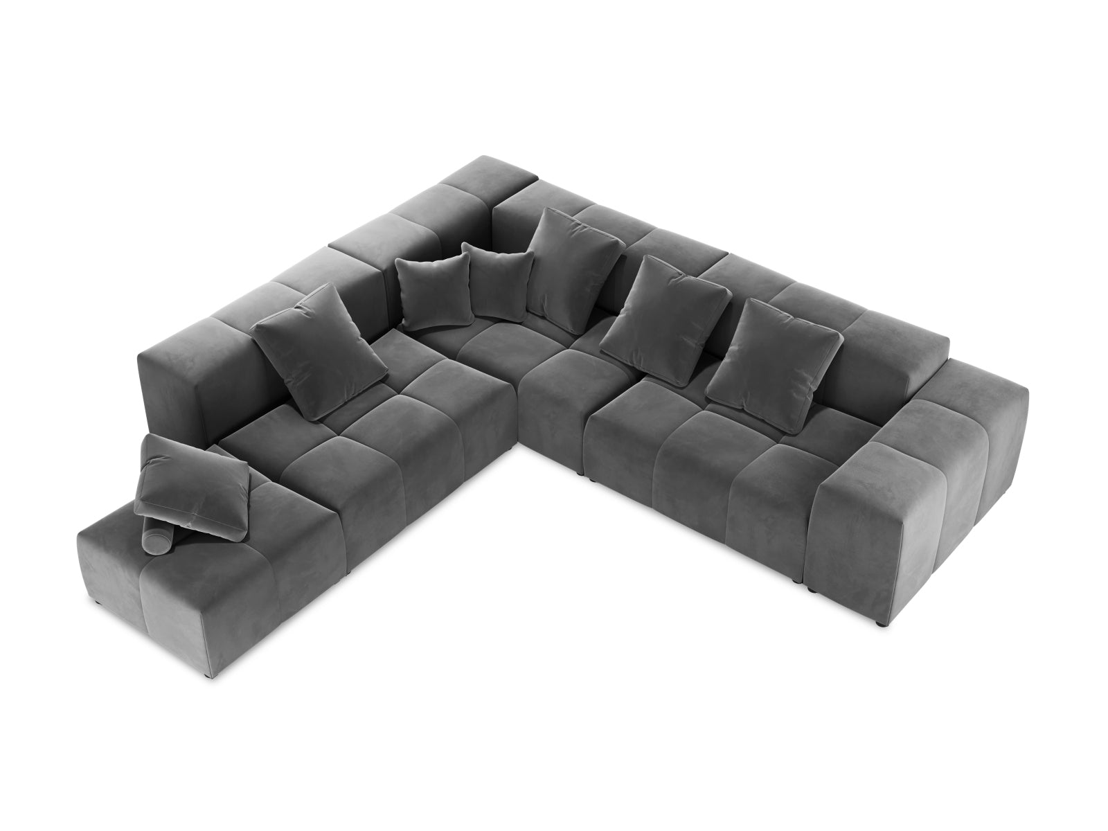 Erleben Sie das vielseitige Rome Velour Modular Reversible Ecksofa 7 Sitzer von Cosmopolitan Design – ideal für moderne Wohnräume und höchsten Sitzkomfort.