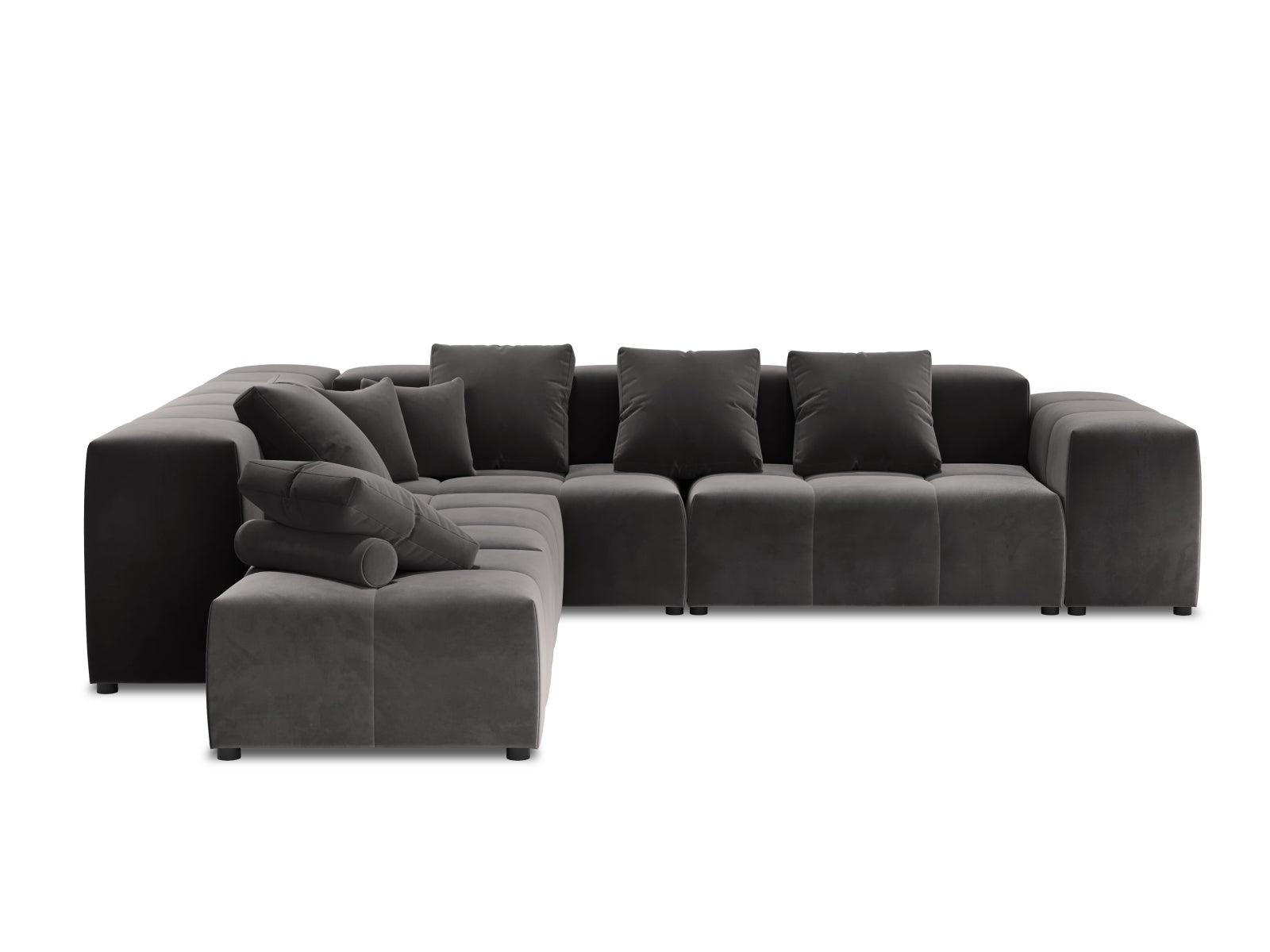 Entdecken Sie das elegante Rome Velour Modular Reversible Ecksofa 7 Sitzer von Cosmopolitan Design – perfekt für stilvolle Wohnzimmer und optimalen Komfort.